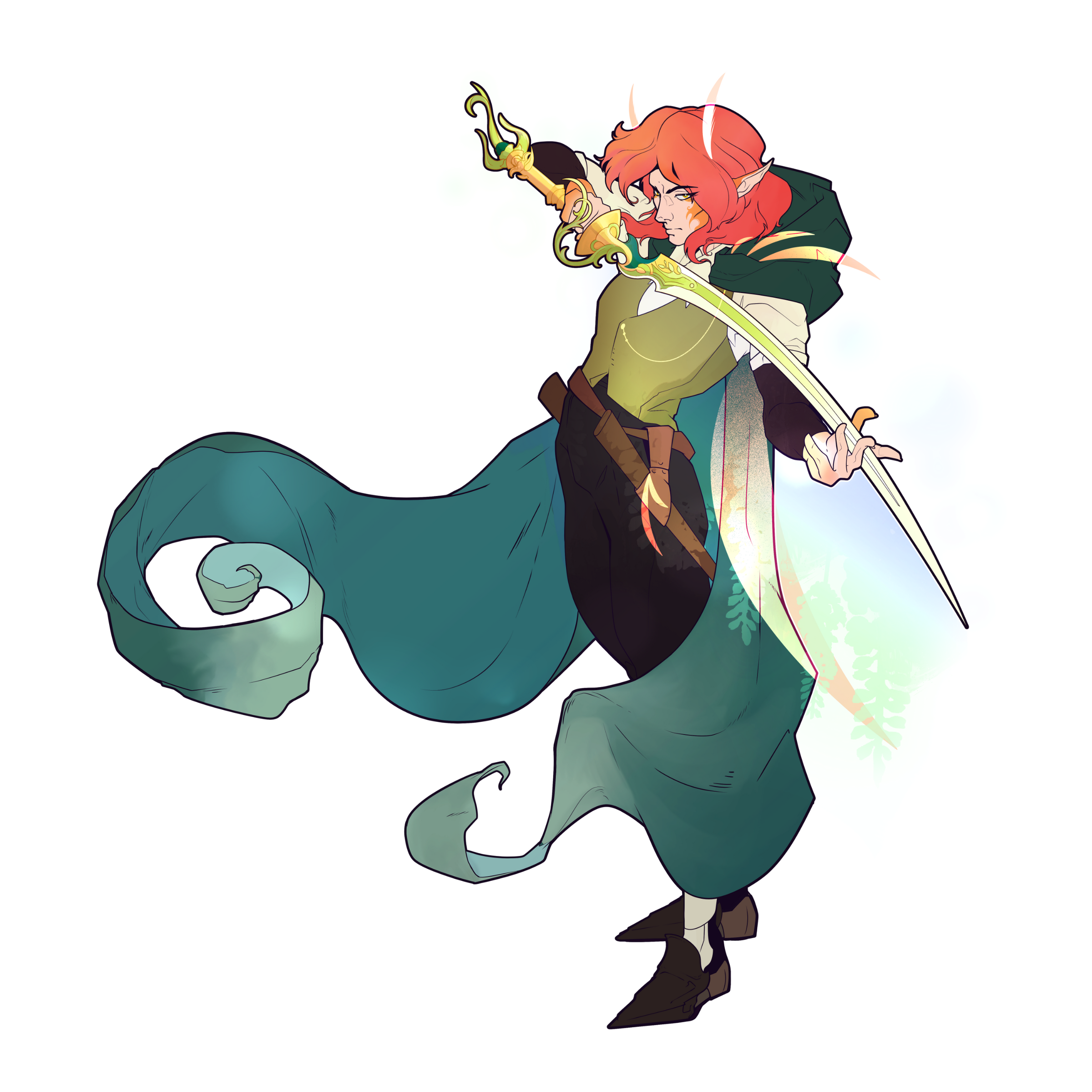 Character key art with a light top-down perspective.