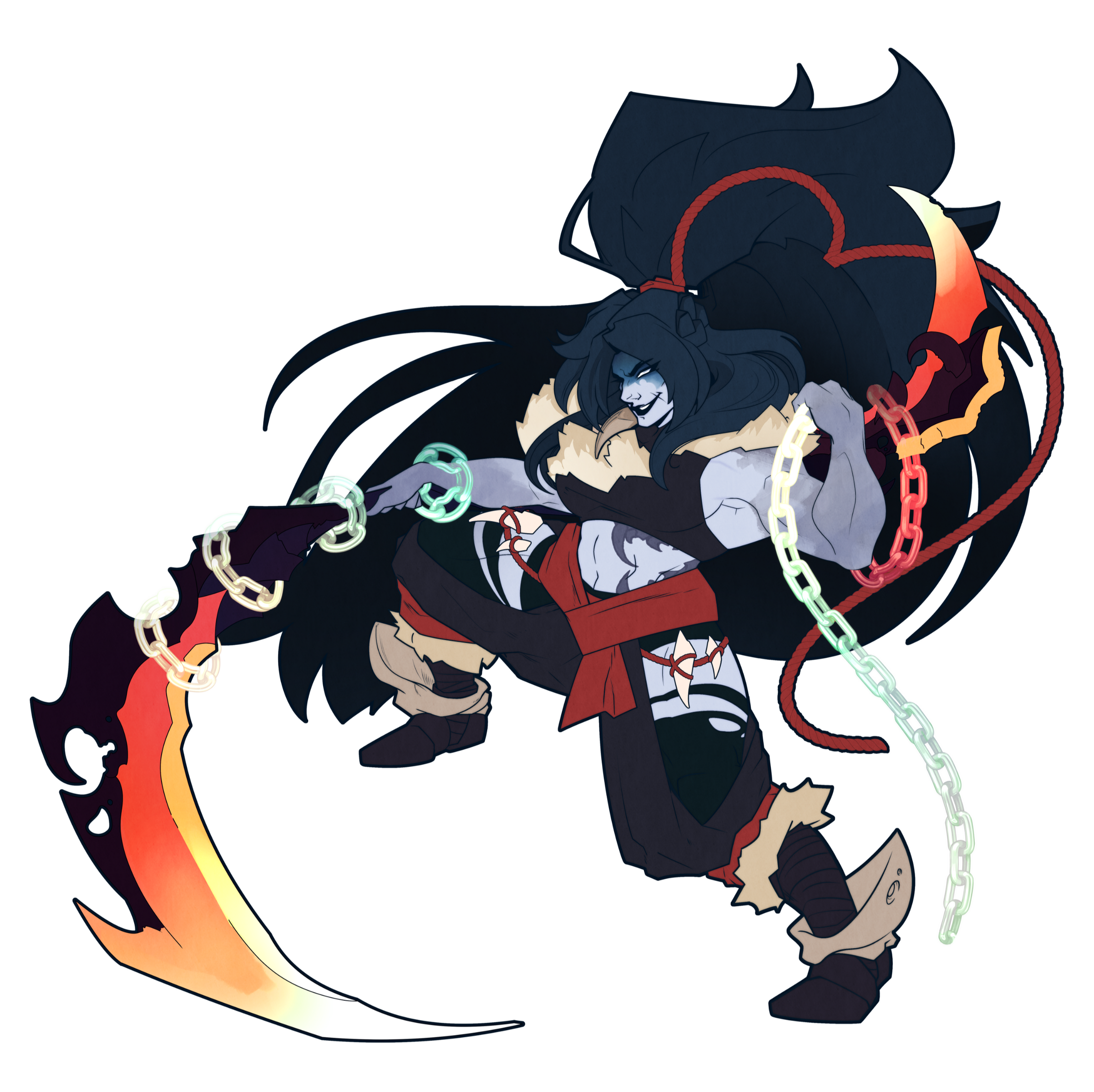 Character key art with a light top-down perspective.